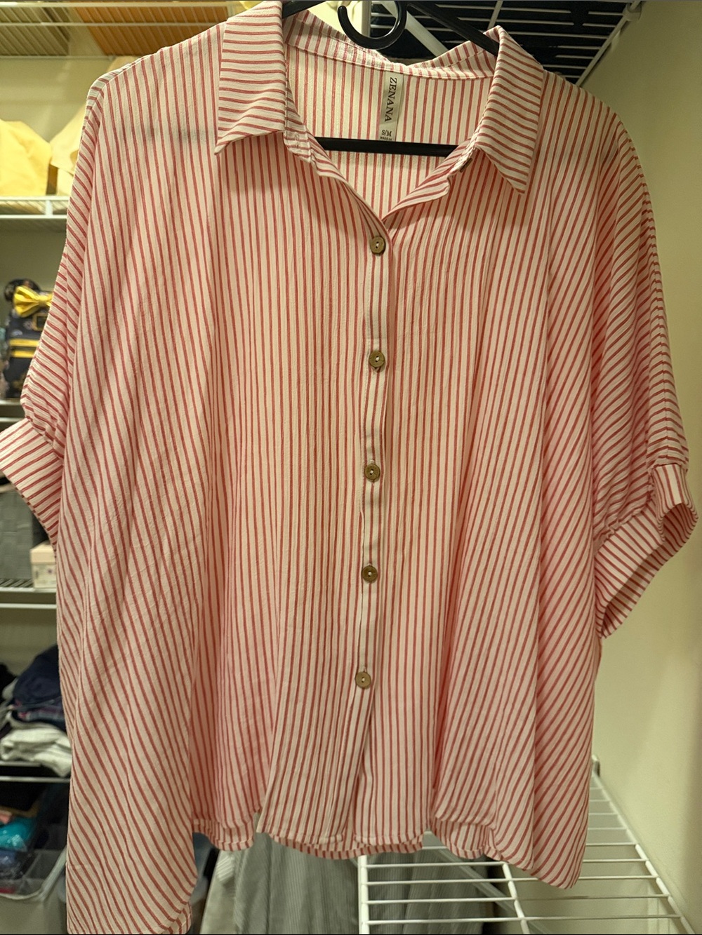 Zenana oversized Striped Button-Down Shirt